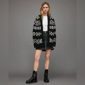 All Saints Black and White Patterned Cardigan
